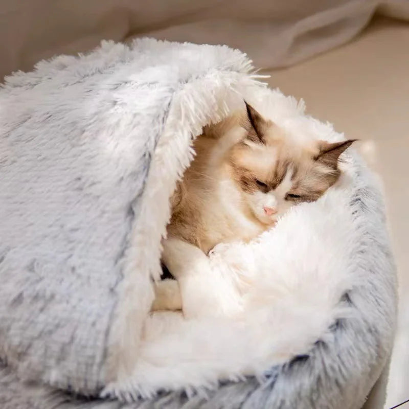 Semi-Closed Pet Bed for Cats and Small Dogs